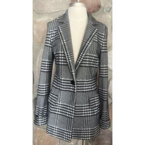 Joseph Ribkoff Jacket Ladies Plaid Black White Single Breast Sz 8
